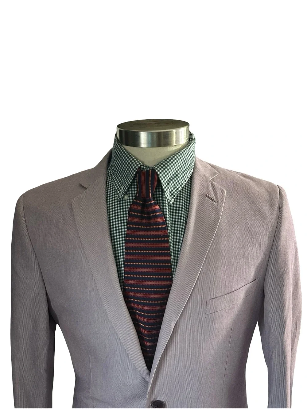Madison Suit Jacket Sports Coat 2 Button Purple Pinstripe Sz 40R 100% Cotton
